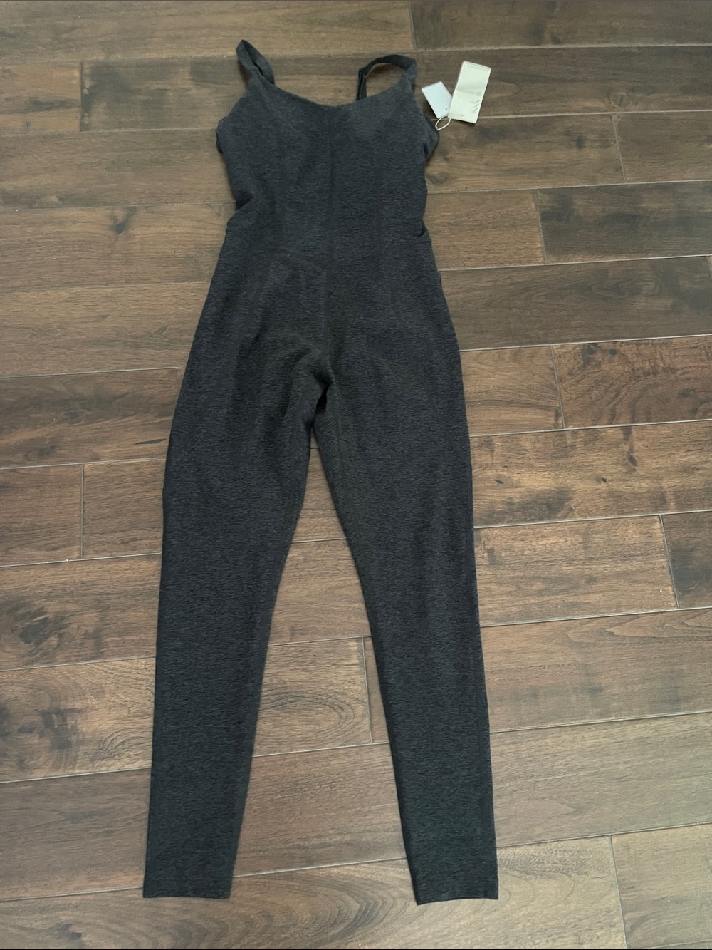 Zella bodysuit nwt gray black size small inside has padded removable cups